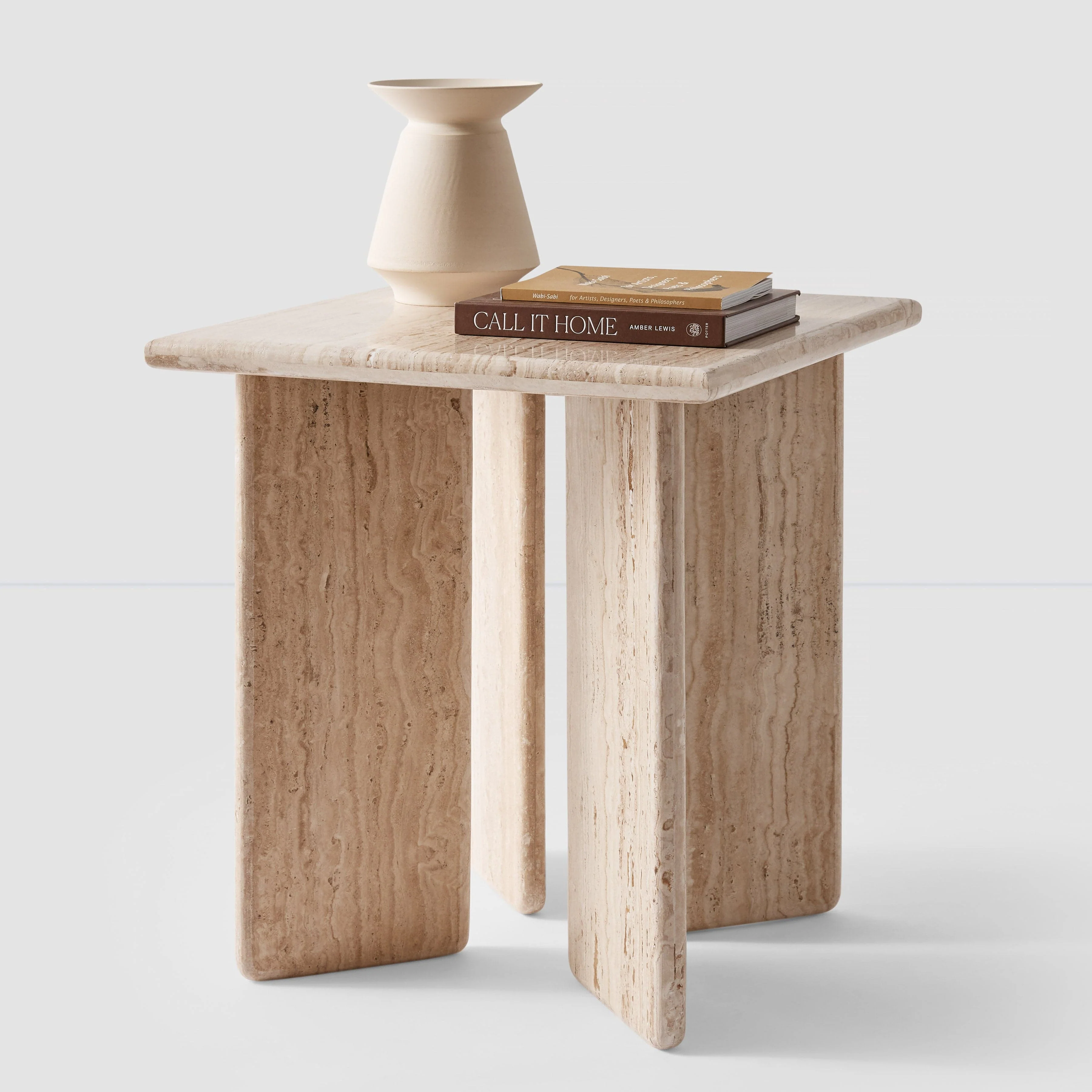 Amata Travertine Side Table - Image 3