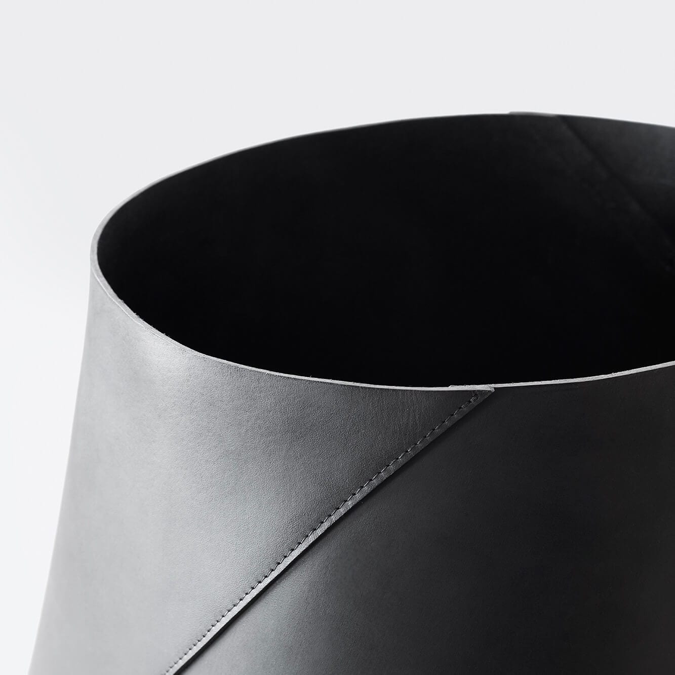 Azad Tall Leather Storage Bins - Black - Image 4