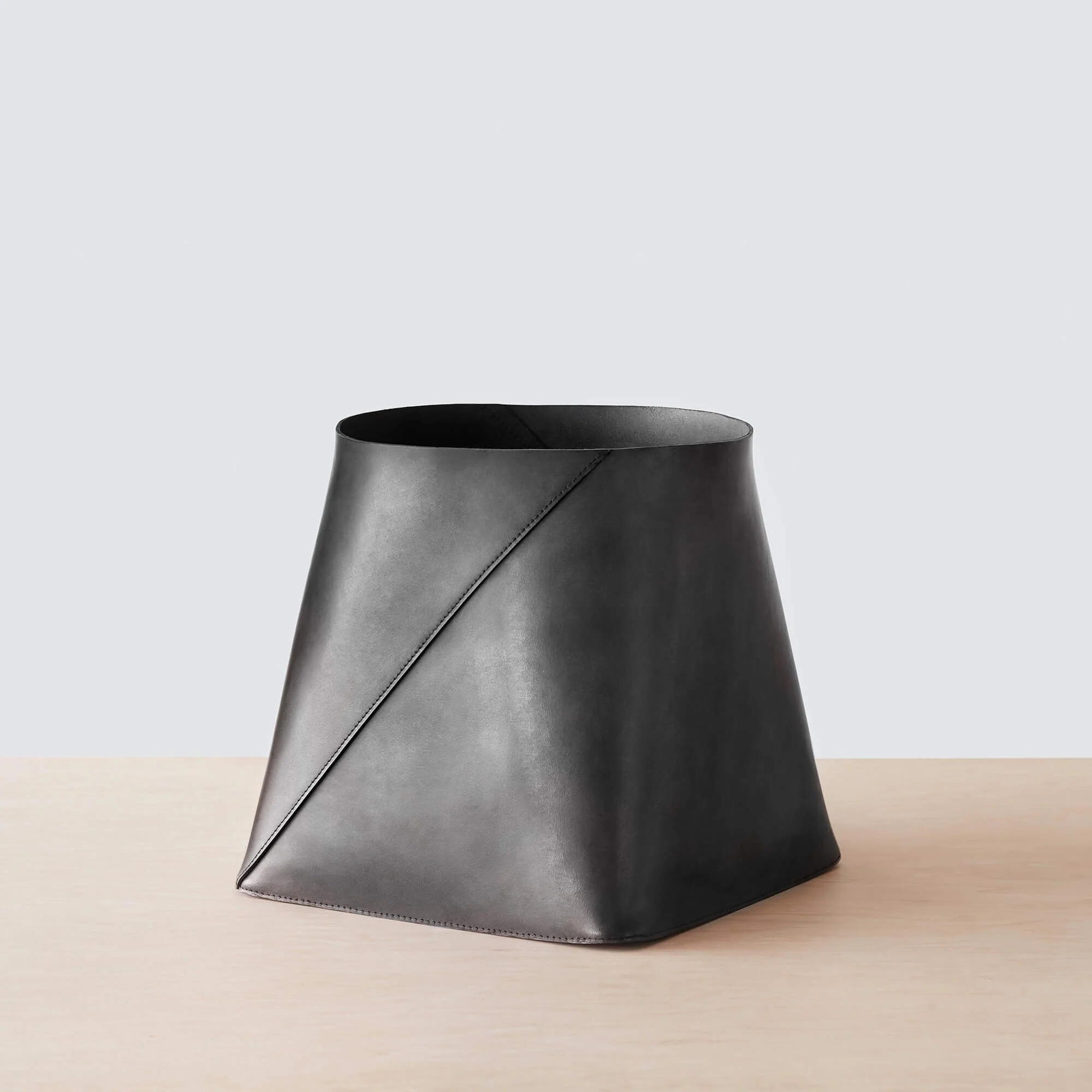 Azad Tall Leather Storage Bins - Black - Image 5