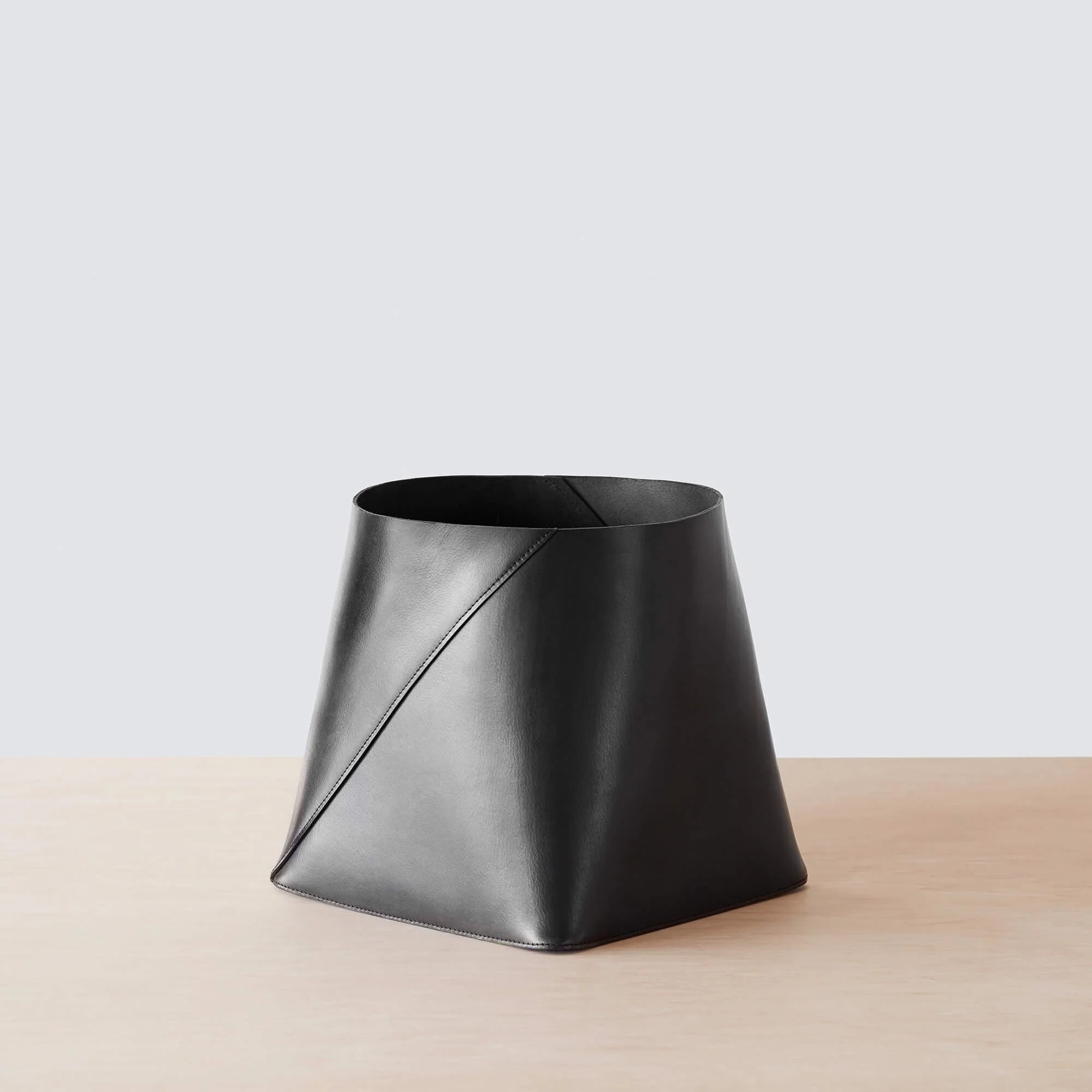 Azad Tall Leather Storage Bins - Black - Image 6