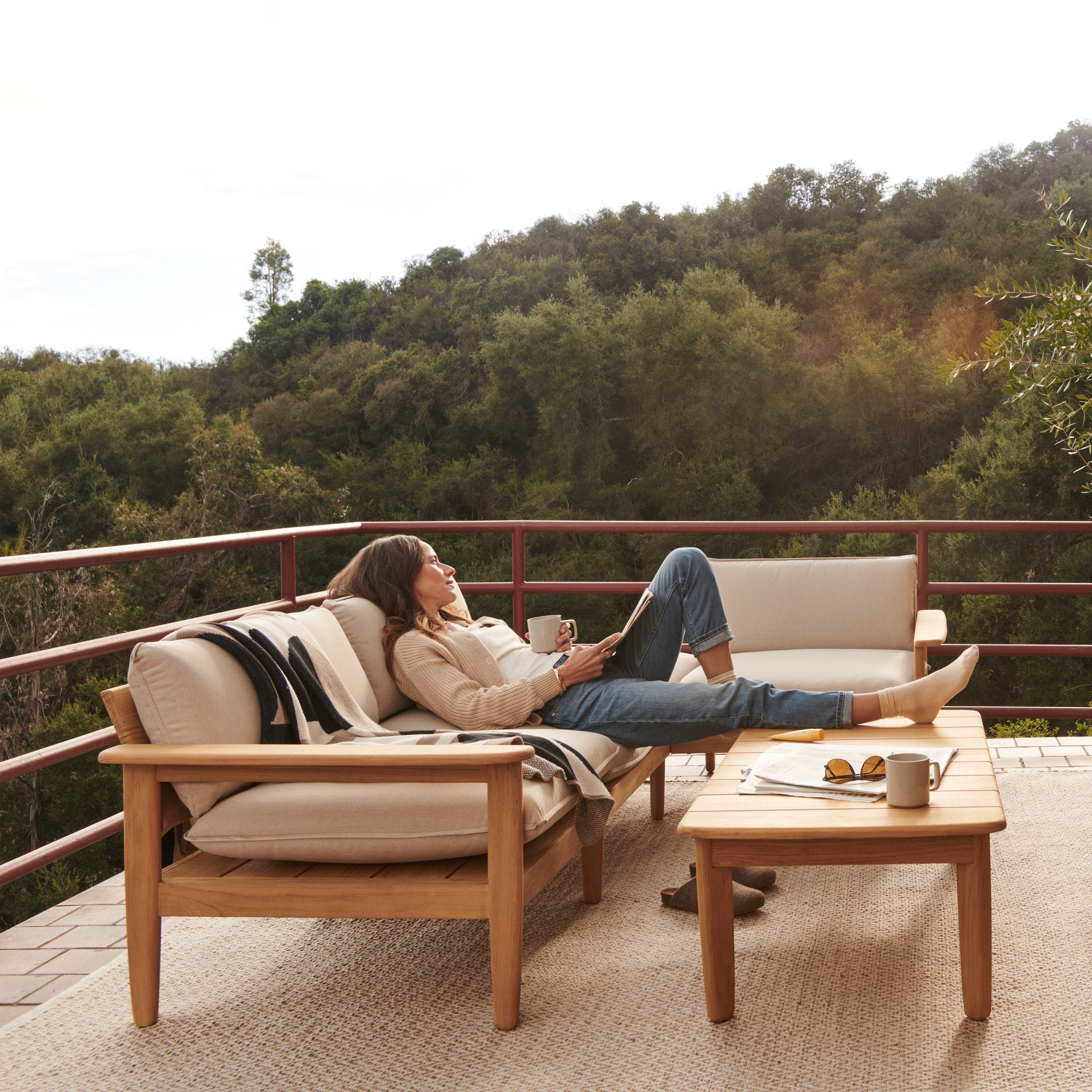 Dunes Teak Ottoman - Image 5
