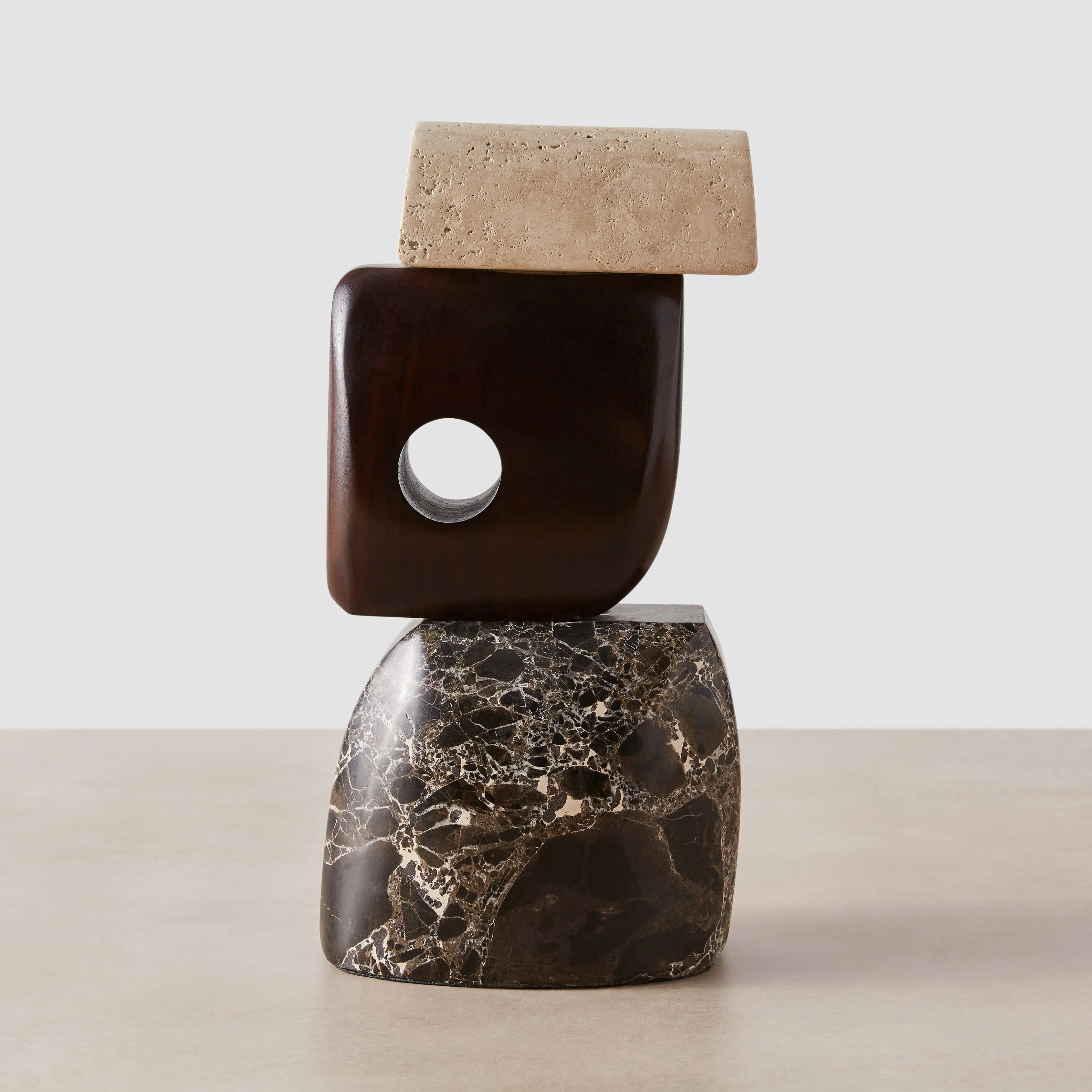 Hari Stone and Wood Sculpture