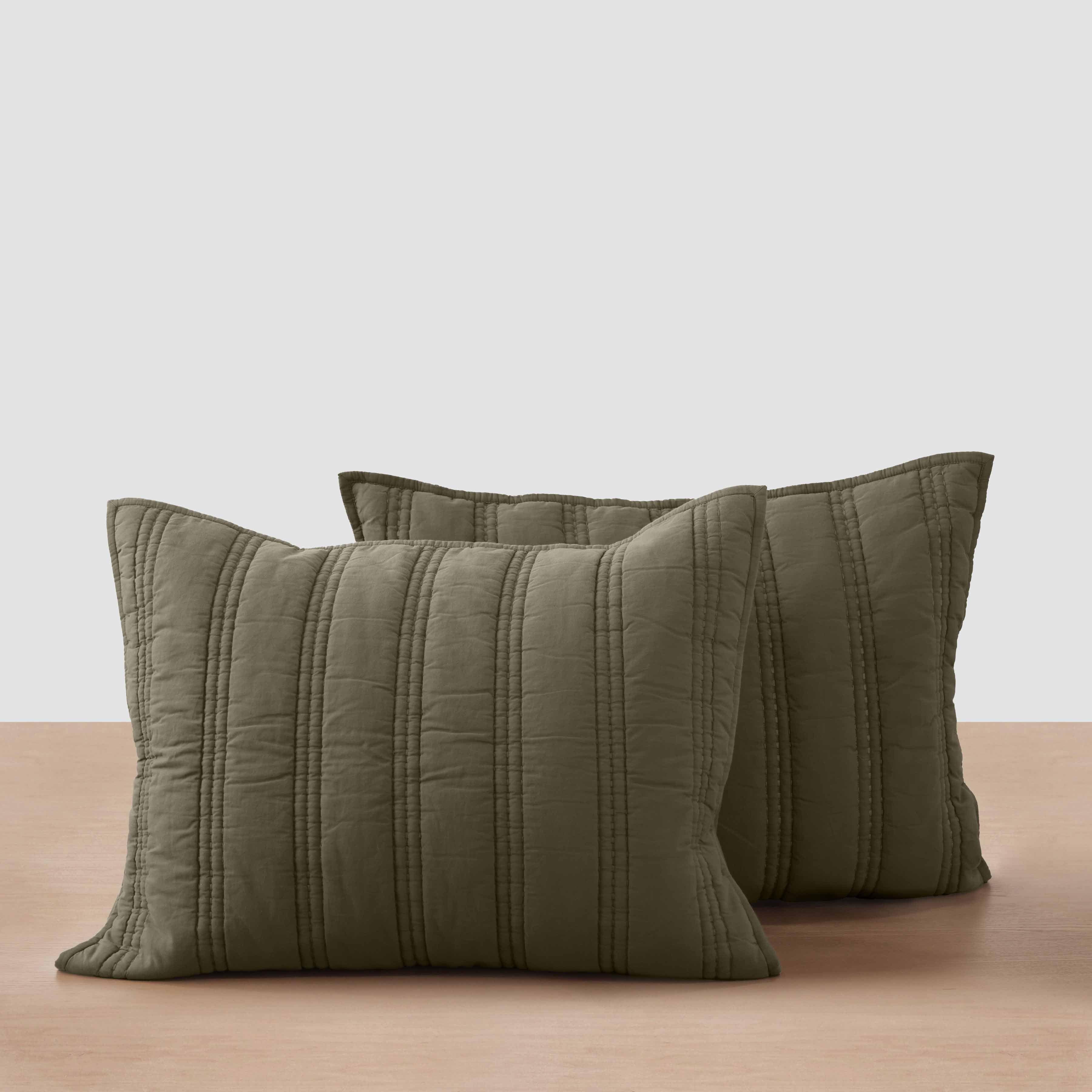 Organic Stonewashed Percale Channel Quilt Shams - Image 3