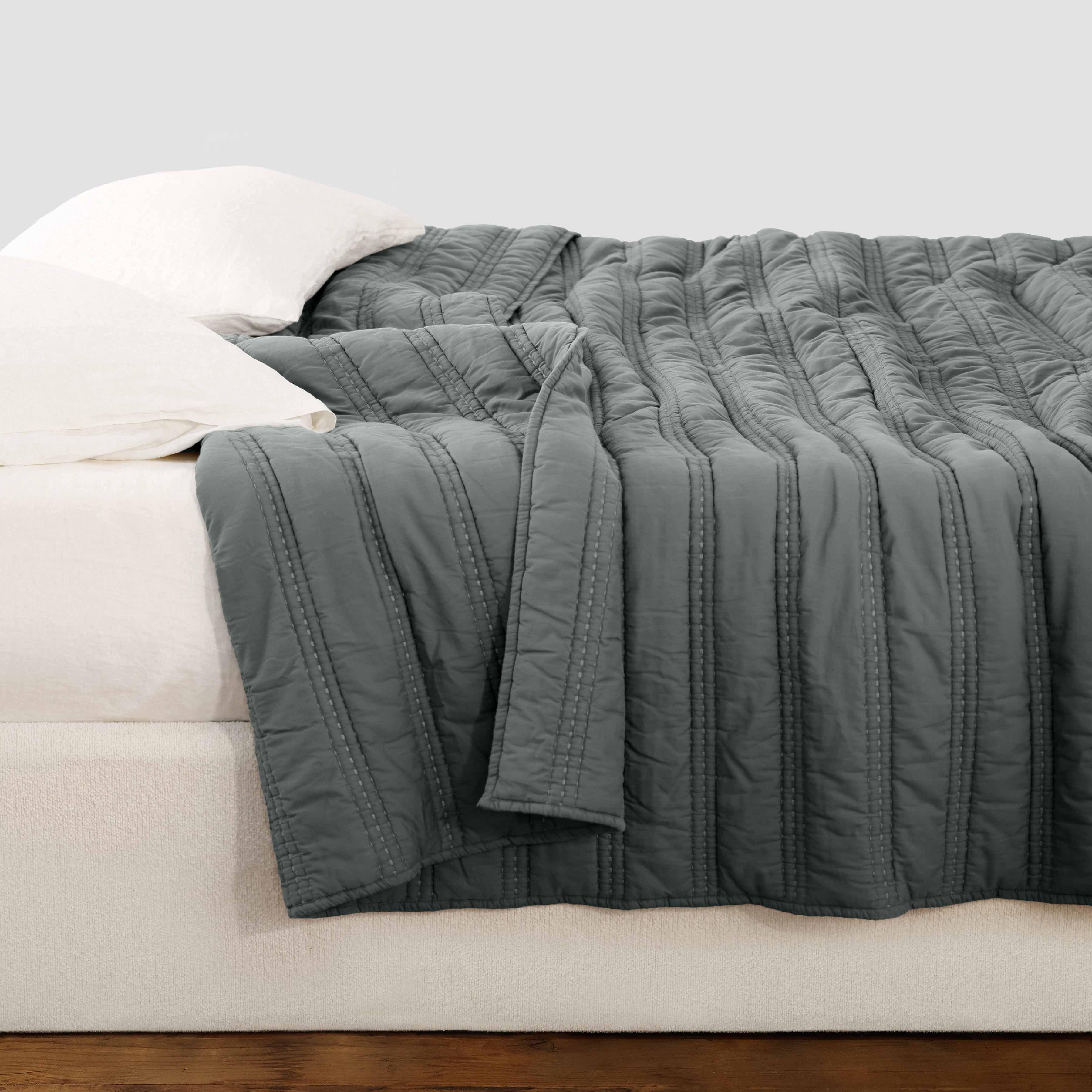 Organic Stonewashed Percale Channel Quilt & Sham Set - Image 11