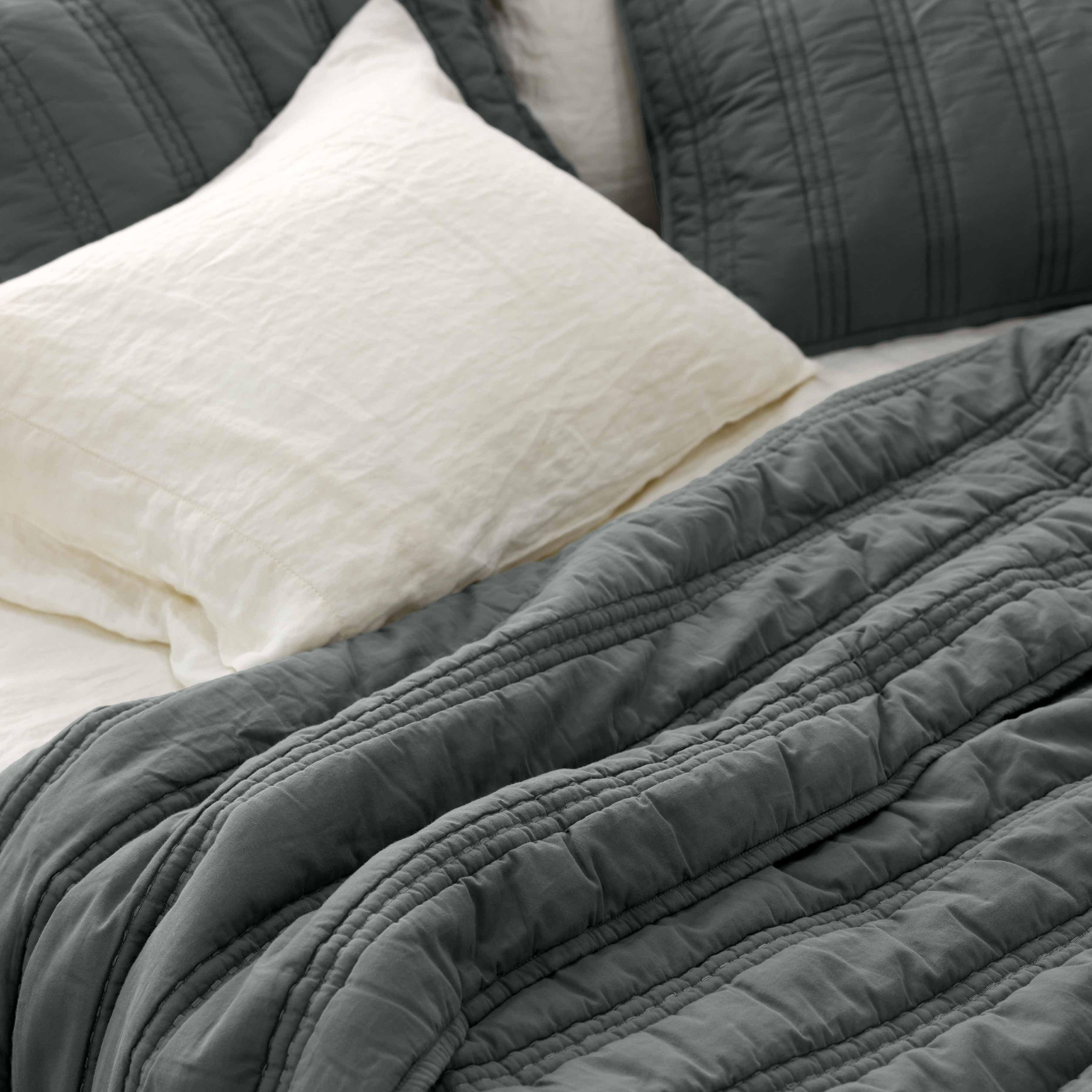 Organic Stonewashed Percale Channel Quilt & Sham Set - Image 14