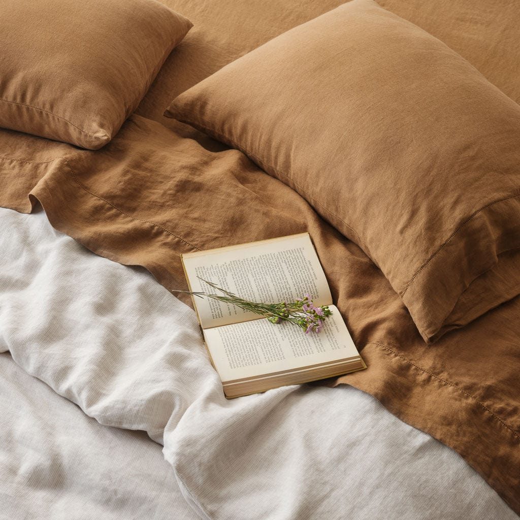 Stonewashed Linen Bed Bundle - Sand Stripe/Camel - Image 2
