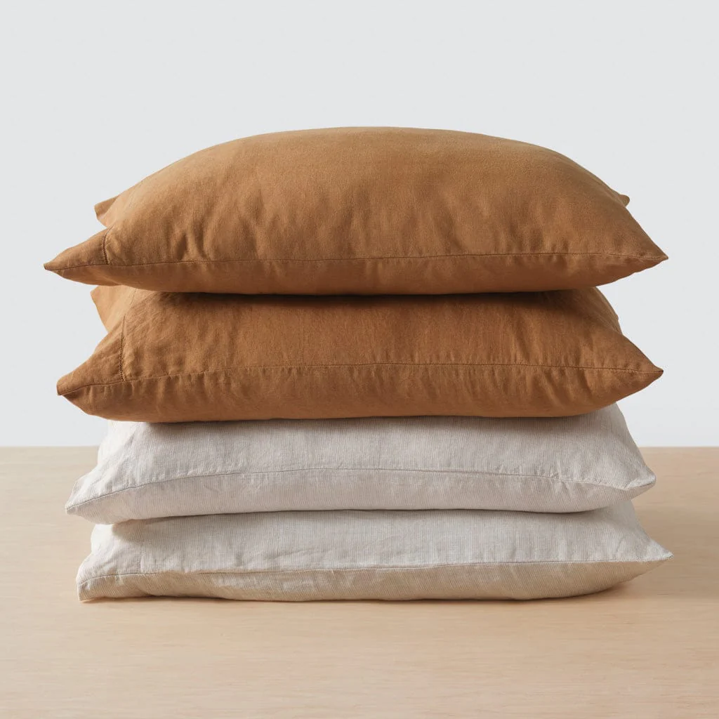 Stonewashed Linen Bed Bundle - Sand Stripe/Camel - Image 3