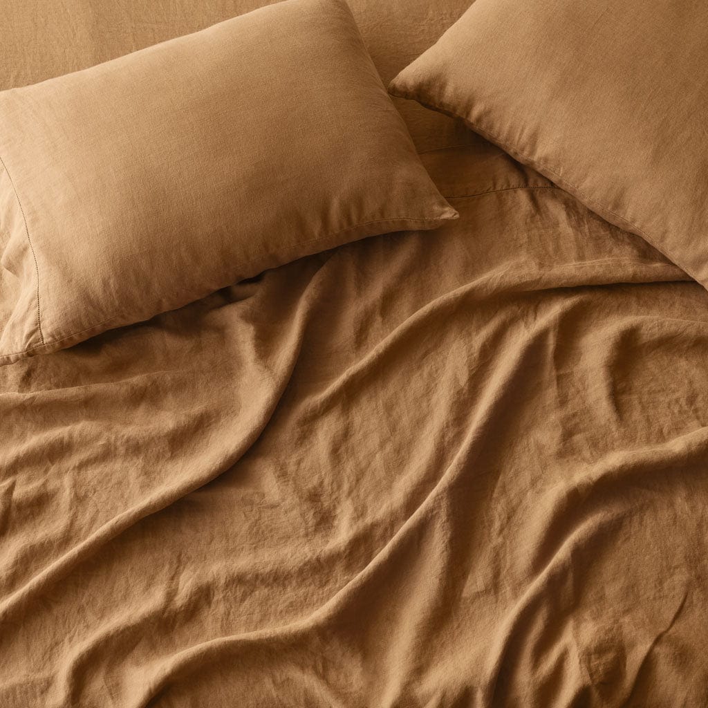 Stonewashed Linen Bed Bundle - Sand Stripe/Camel - Image 6
