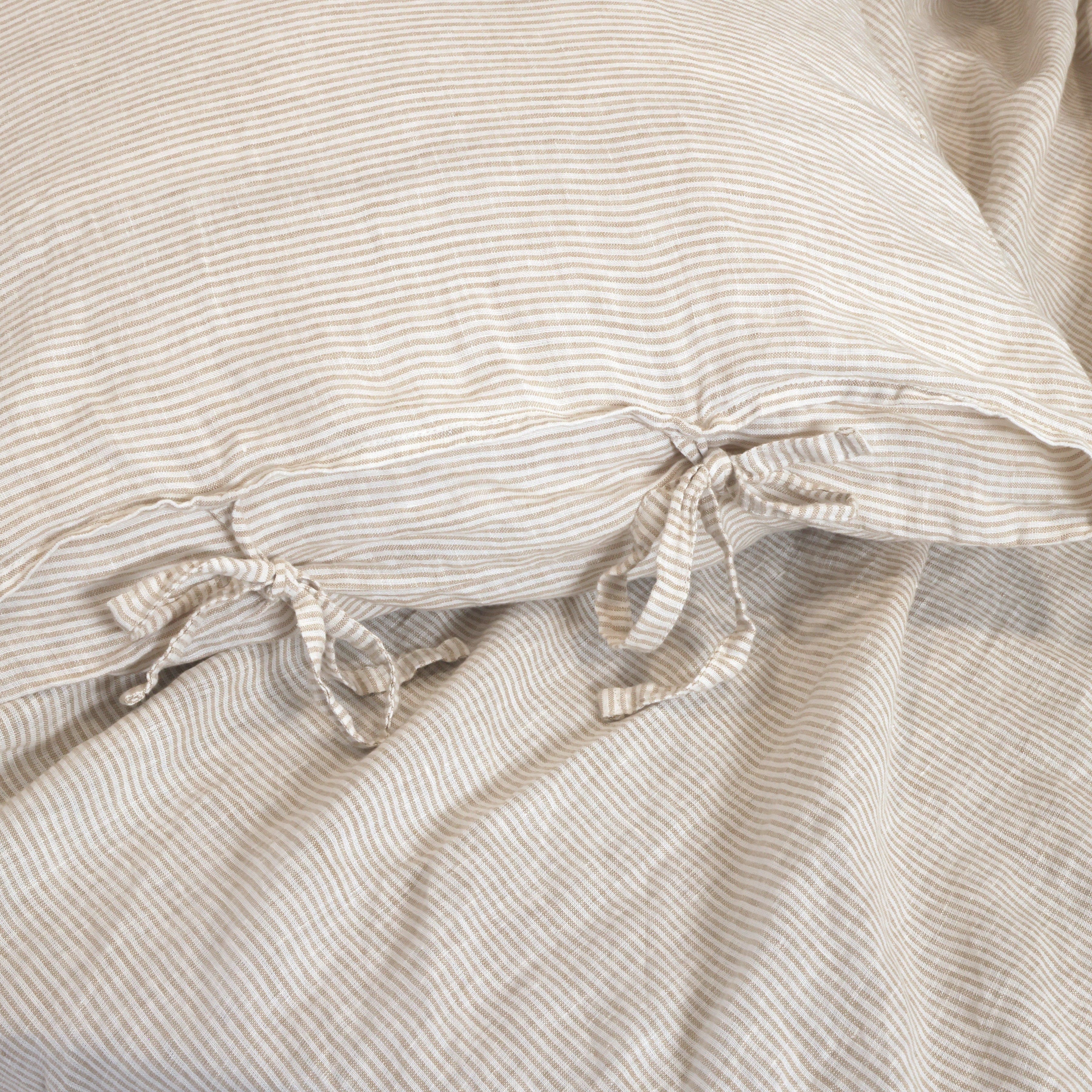 Stonewashed Linen Pillowcases with Ties - Image 2