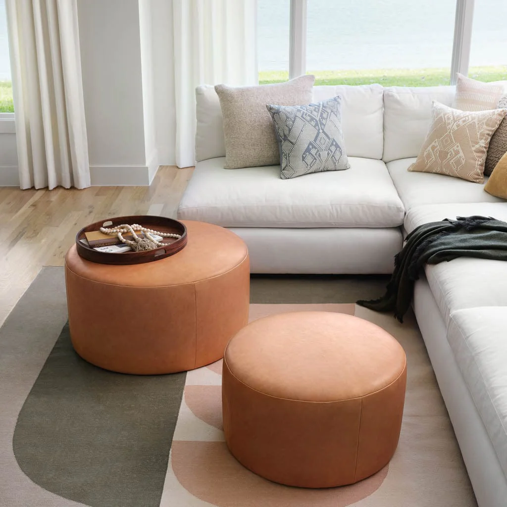 Torres Round Leather Ottoman - Medium & Large - Image 14
