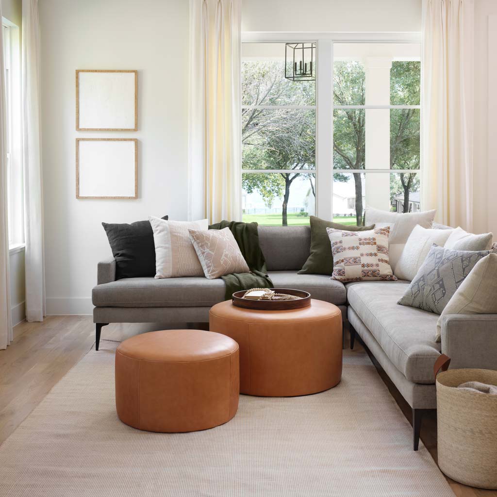 Torres Round Leather Ottoman - Medium & Large - Image 17