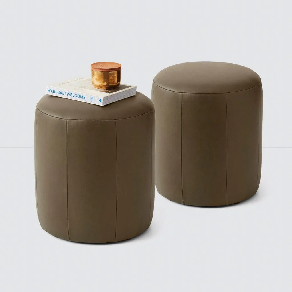Torres Round Leather Ottoman - Small - Image 6