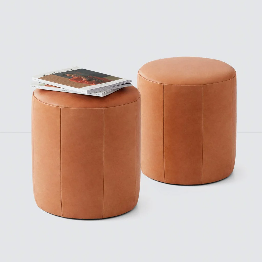 Torres Round Leather Ottoman - Small - Image 8
