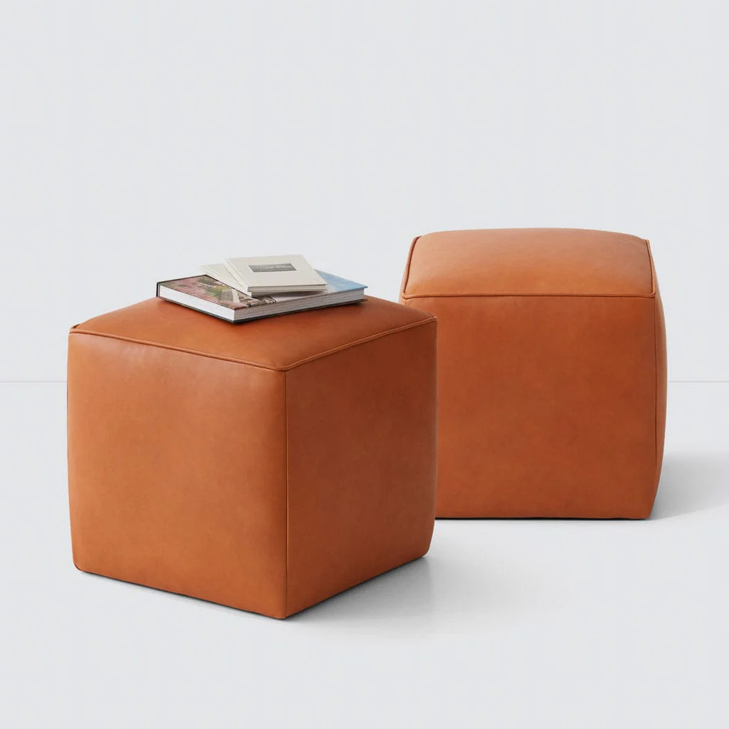 Torres Square Leather Ottoman - Small - Image 6